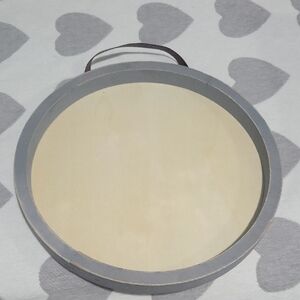 Gray and Cream Round Serving Tray NEW